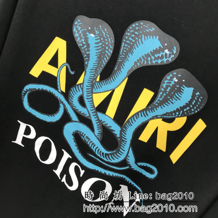 AMIRI阿米裏 19FW早春新款 POISON毒蛇閃粉 OS寬鬆版黑色T恤 男女同款 ydi1702